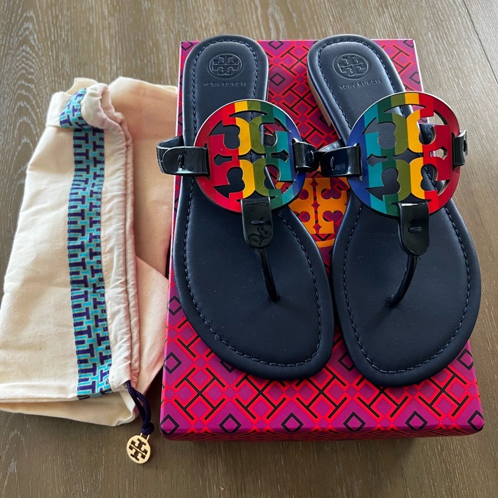 Colorful Logo Black Sandals